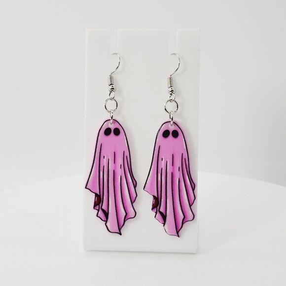 Jewelry - Fashion Pink Pastel Goth Gothic Halloween Ghost Dangle Earrings